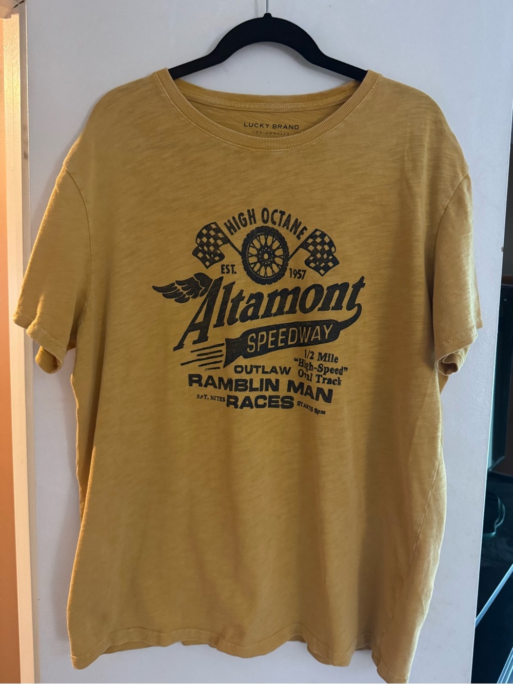 Lucky Brand Mustard Altamont Speedway Graphic Tee